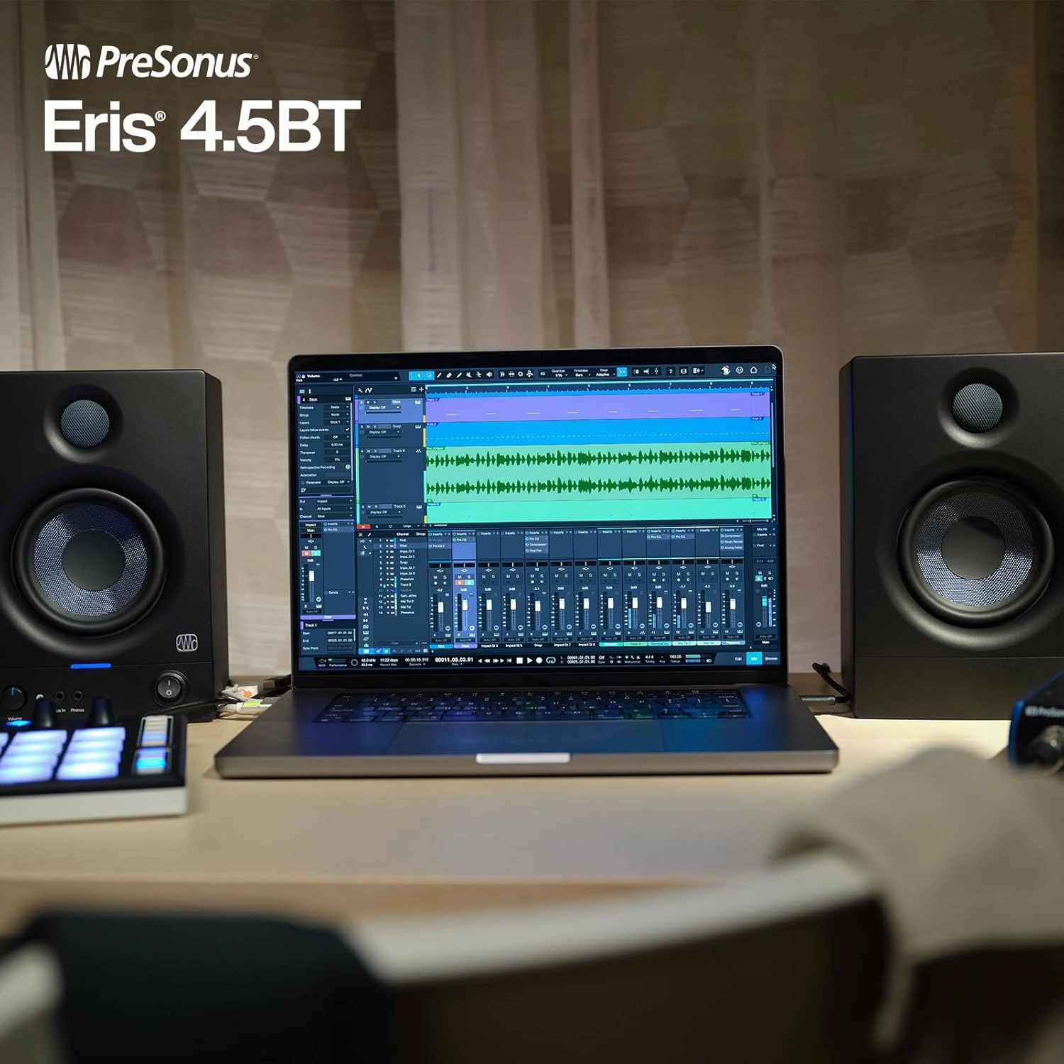 PreSonus Eris 4.5BT (2nd Generation) 4.5-inch Media Reference Monitors with Bluetooth Wireless Technology & Focusrite Scarlett 2i2 4th Gen USB Audio Interface