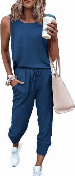 PRETTYGARDEN Women's Two Piece Outfit Sets Casual Summer Sleeveless Crewneck Tops and Sweatpants Active Tracksuit Lounge Wear