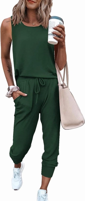 PRETTYGARDEN Women's Two Piece Outfit Sets Summer Casual Sleeveless Crewneck Tops Matching Travel Tracksuit Lounge Wear