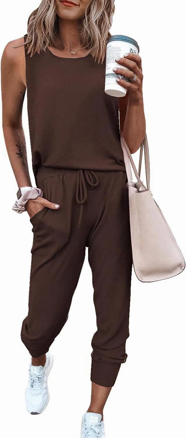 PRETTYGARDEN Women's Two Piece Outfit Sets Summer Casual Sleeveless Crewneck Tops Matching Travel Tracksuit Lounge Wear