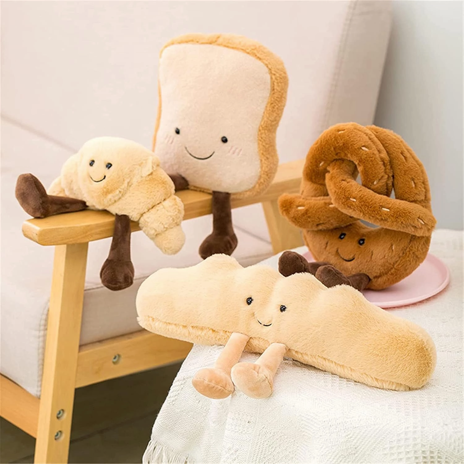 Pretzel Plush Bread Pillow Toy, Cute Food Stuffed Animals Toy Funny Soft Plushies for Gifts for Kids Birthday