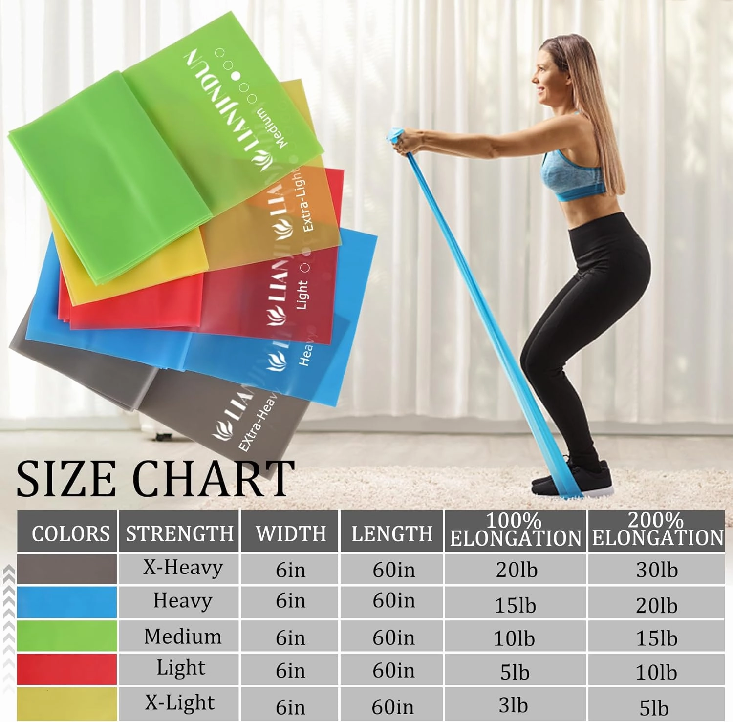 Professional 5 Pcs Long Resistance Bands and 5 Pcs Loop Bands. Latex-Free, Work Out Bands, Stretch Bands for Working Out Women or Men, Exercise Bands Set for Physical Therapy