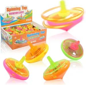 PROLOSO 100 Pcs Light Up Spinning Tops LED Flashing Spinners with Gyroscope