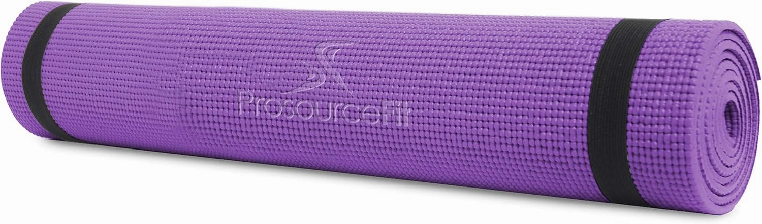 ProsourceFit Original Yoga Exercise Mat ¼” (6mm) Thick for Comfort and Stability with Carrying Straps, Non Slip –Multiple Colors