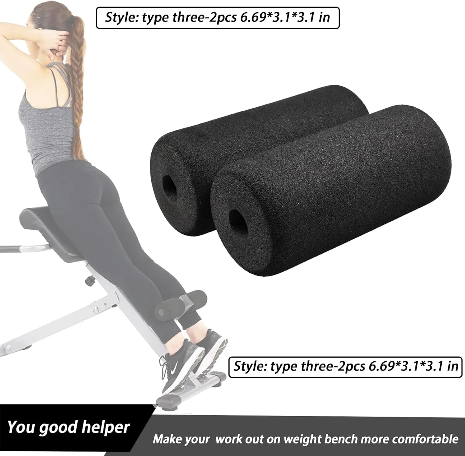 Protective Pads Cushion (6.69 * 3.1 * 3.1 in), Soft Foam Padding Sponge Rollers for for Exercise Equipment Workout Machine-Sit ups, Barbell Bench