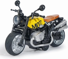 Pull Back Motorcycle Toys, Tiny Gift with Music Lighting, Latte Motorcycles Toy for Kids Boys Age 3-8 Year Old (Yellow)