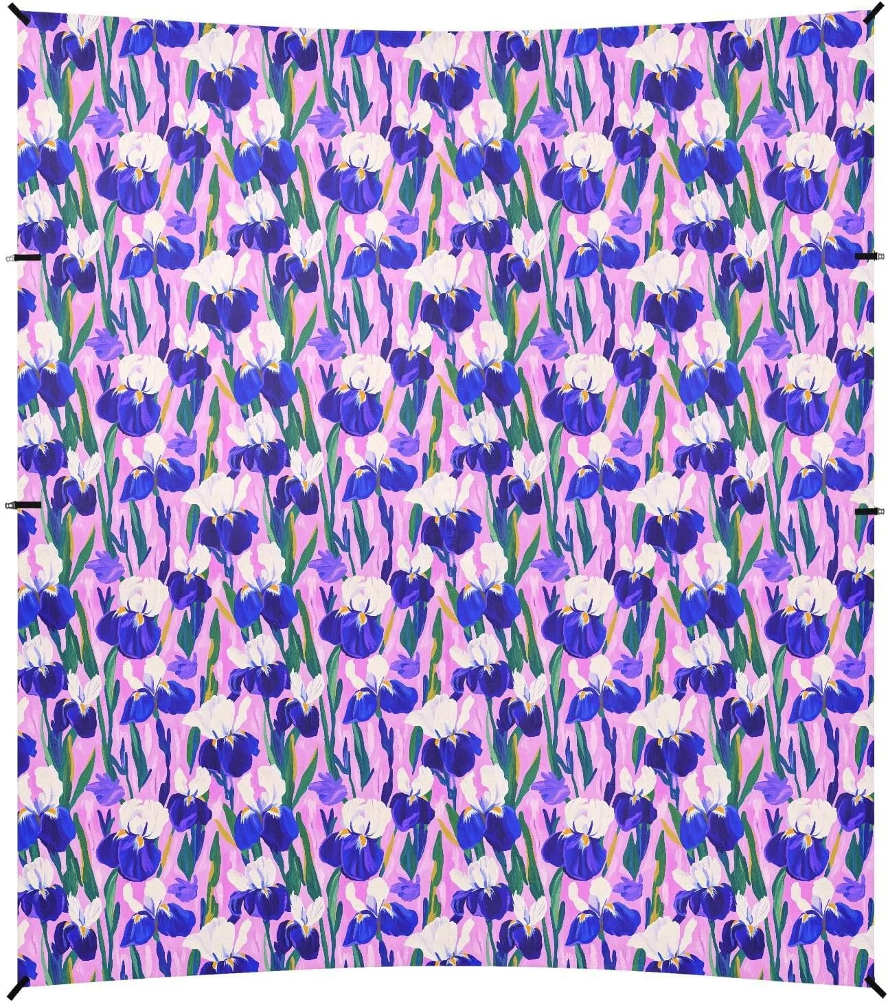 Purple and White Iris Flowers Stable Beach Tent UPF50  Easy Setup Large Sun Shade with Carrying Bag for Family Trips, Picnics & Camping