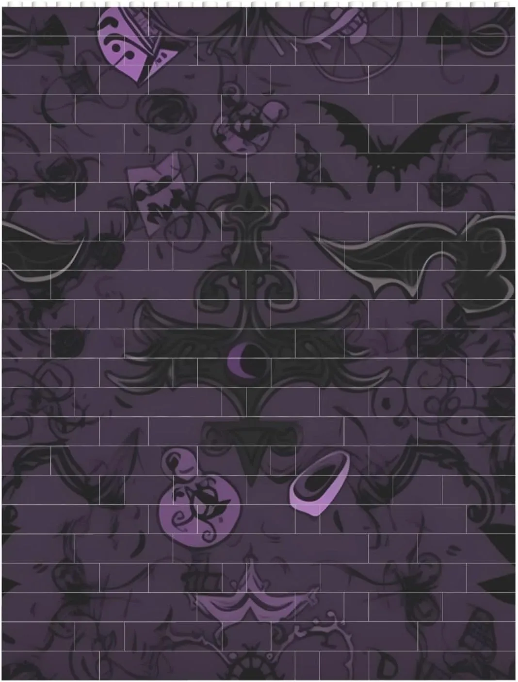 Purple Black Goth Spooky Building Block Puzzle Personalized Building Bricks for Adults Block Puzzle Building DIY Brick Block Puzzles Valentine's Day Gifts for Home Decor Brick Puzzle