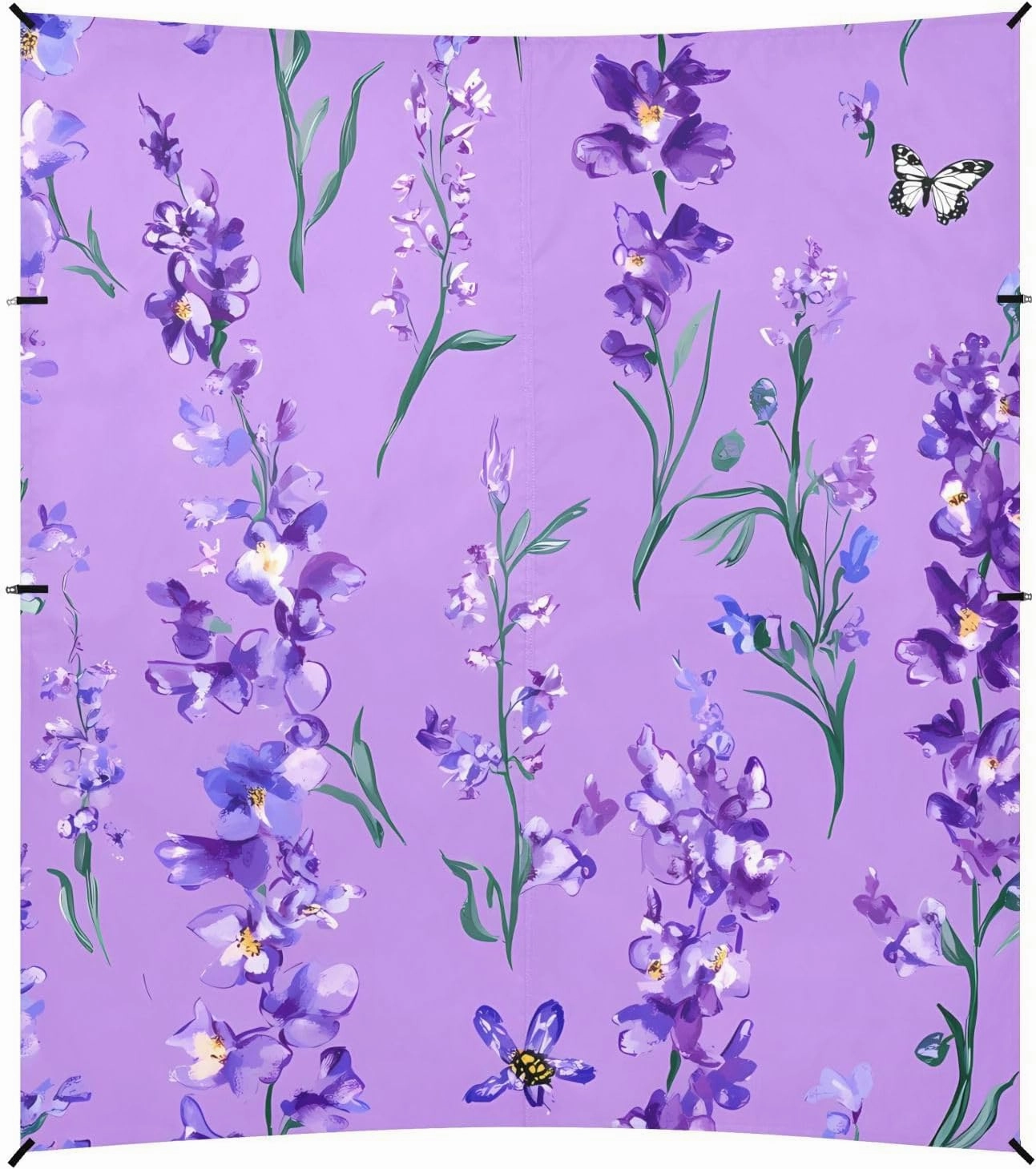 Purple Gladiolus Flowers Stable Beach Tent UPF50 Waterproof Large Sun Shade with Sandbags & Sand Shovel for Camping Trips, Fishing, Backyard Fun or Picnics
