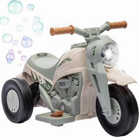 Qaba Ride on Bubble Car, 6V Kids Motorcycle, 3 Wheeled 2 MPH Electric Motorbike for Toddler with LED Headlight, Music, Forward & Reserve, Cream White