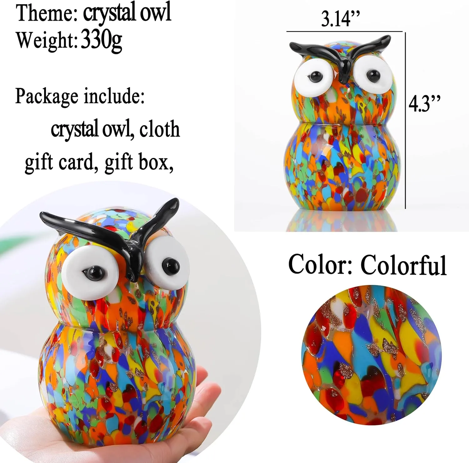 Qianwei Crystals Owl Decor Gifts for Women - Glass Owl Figurines Stuff Gifts for Owl Lovers Owl Decor Statue Paperweight Birthday for Best Friend Keepsake&Paperweight