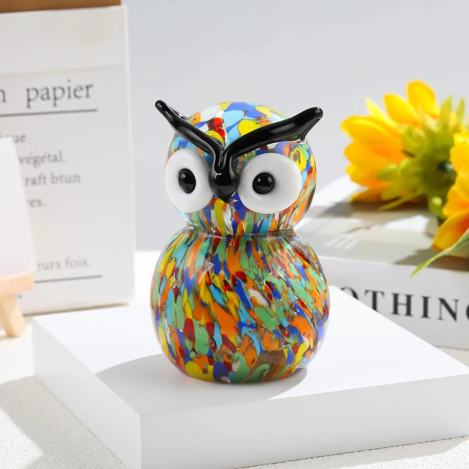 Qianwei Crystals Owl Decor Gifts for Women - Glass Owl Figurines Stuff Gifts for Owl Lovers Owl Decor Statue Paperweight Birthday for Best Friend Keepsake&Paperweight