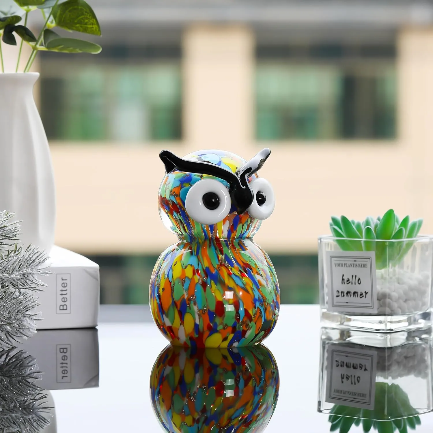 Qianwei Crystals Owl Decor Gifts for Women - Glass Owl Figurines Stuff Gifts for Owl Lovers Owl Decor Statue Paperweight Birthday for Best Friend Keepsake&Paperweight