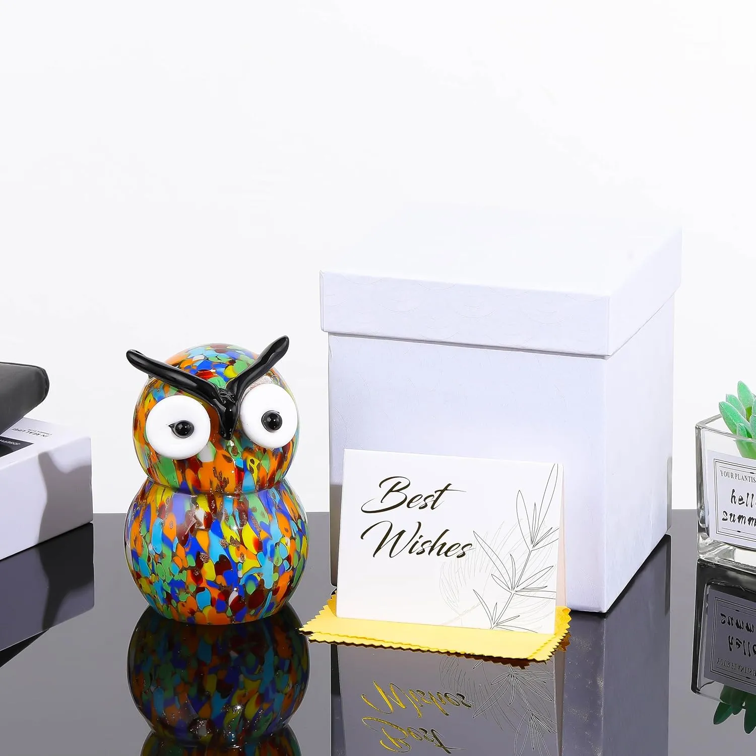 Qianwei Crystals Owl Decor Gifts for Women - Glass Owl Figurines Stuff Gifts for Owl Lovers Owl Decor Statue Paperweight Birthday for Best Friend Keepsake&Paperweight