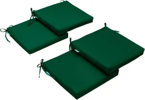 QILLOWAY Outdoor Indoor Chair Pads,Seat Cushions, Square Foam Dining Chair Patio Cushion Set of 4, All Weather, 17" Lx17 Wx3 D (Mallard/Forest Green)