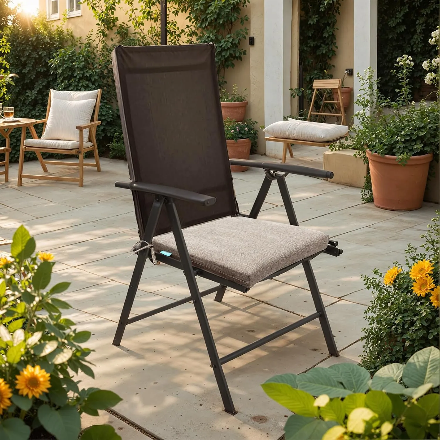 QILLOWAY Outdoor Indoor Chair Pads,Seat Cushions, Square Foam Dining Chair Patio Cushion Set of 4, All Weather, 17" Lx17 Wx3 D (Mallard/Forest Green)