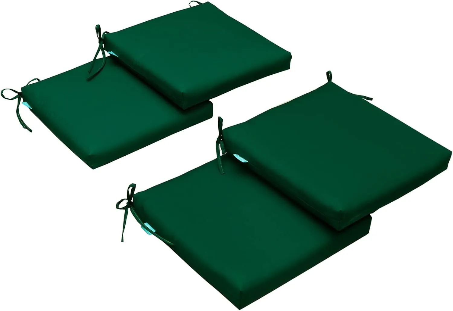 QILLOWAY Outdoor Indoor Chair Pads,Seat Cushions, Square Foam Dining Chair Patio Cushion Set of 4, All Weather, 17" Lx17 Wx3 D (Mallard/Forest Green)