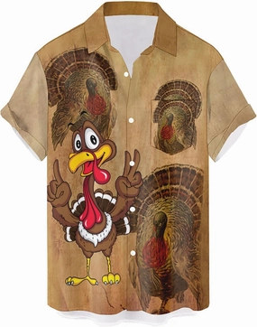 QIVICIMA Mens Halloween Christmas Shirts Funky Button Down Shirts Party Aloha Shirts Santa Print Hawaiian Shirt Tops