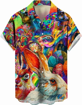 QIVICIMA Mens Halloween Christmas Shirts Funky Button Down Shirts Party Aloha Shirts Santa Print Hawaiian Shirt Tops