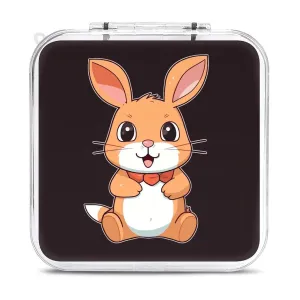 QMNBTES Cute Cartoon Rabbit Switch Game Case Switch Game Holder Cartridge Case Storage 12 Games & 2 Micro Sd Card Slots, Travel Carry Cases, Portable Games Card Storage, Hard Shell, Buckle Closure