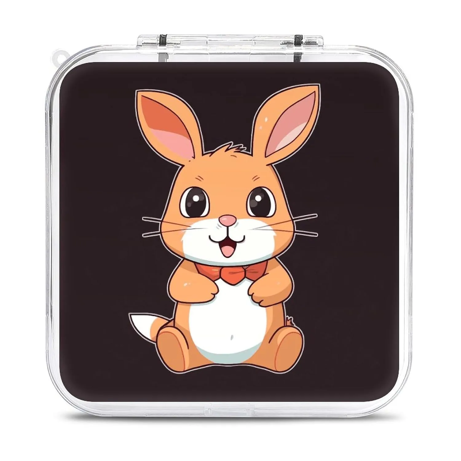 QMNBTES Cute Cartoon Rabbit Switch Game Case Switch Game Holder Cartridge Case Storage 12 Games & 2 Micro Sd Card Slots, Travel Carry Cases, Portable Games Card Storage, Hard Shell, Buckle Closure