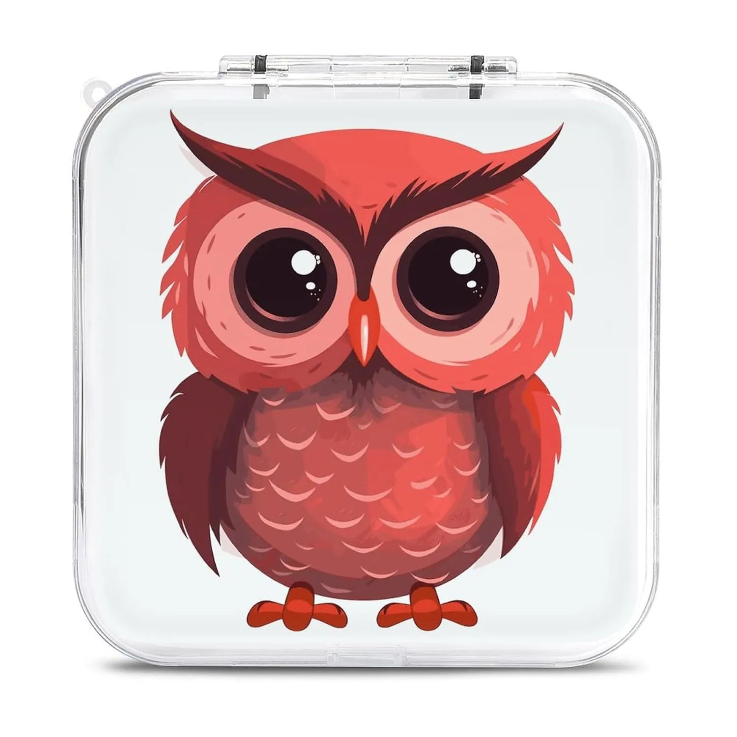 QMNBTES Cute Red Owl Switch Game Case Switch Game Holder Cartridge Case Storage 12 Games & 2 Micro Sd Card Slots, Travel Carry Cases, Portable Games Card Storage, Hard Shell, Buckle Closure