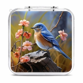 QMNBTES Cute Bluebird Switch Game Case Switch Game Holder Cartridge Case Storage 12 Games & 2 Micro Sd Card Slots, Travel Carry Cases, Portable Games Card Storage, Hard Shell, Buckle Closure