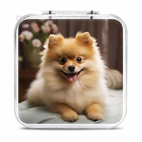 QMNBTES Cute Pomeranian Dog Switch Game Case Switch Game Holder Cartridge Case Storage 12 Games & 2 Micro Sd Card Slots, Travel Carry Cases, Portable Games Card Storage, Hard Shell, Buckle Closure
