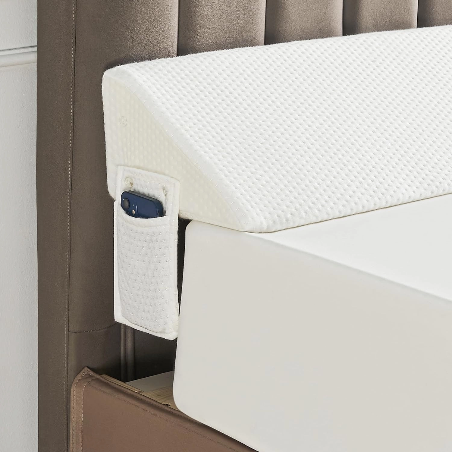 Queen Size(60"x6"x10") Bed Wedge Pillow for Headboard, Mattress Gap Filler(0-8"), Bed Wedge for Gap Between Your Headboard and Mattress White