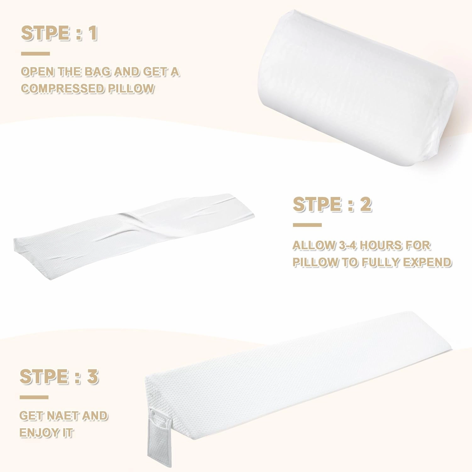 Queen Size(60"x6"x10") Bed Wedge Pillow for Headboard, Mattress Gap Filler(0-8"), Bed Wedge for Gap Between Your Headboard and Mattress White