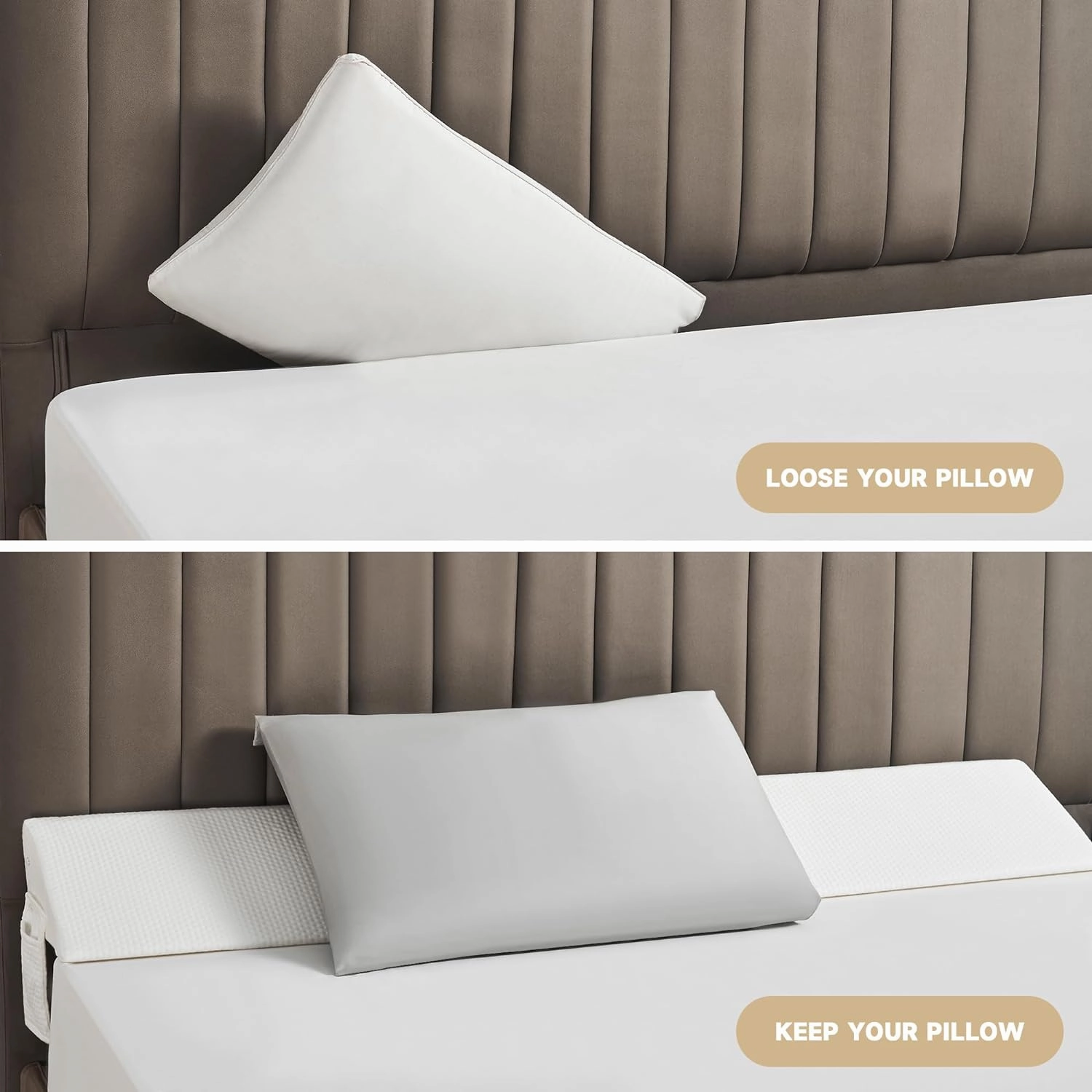 Queen Size(60"x6"x10") Bed Wedge Pillow for Headboard, Mattress Gap Filler(0-8"), Bed Wedge for Gap Between Your Headboard and Mattress White