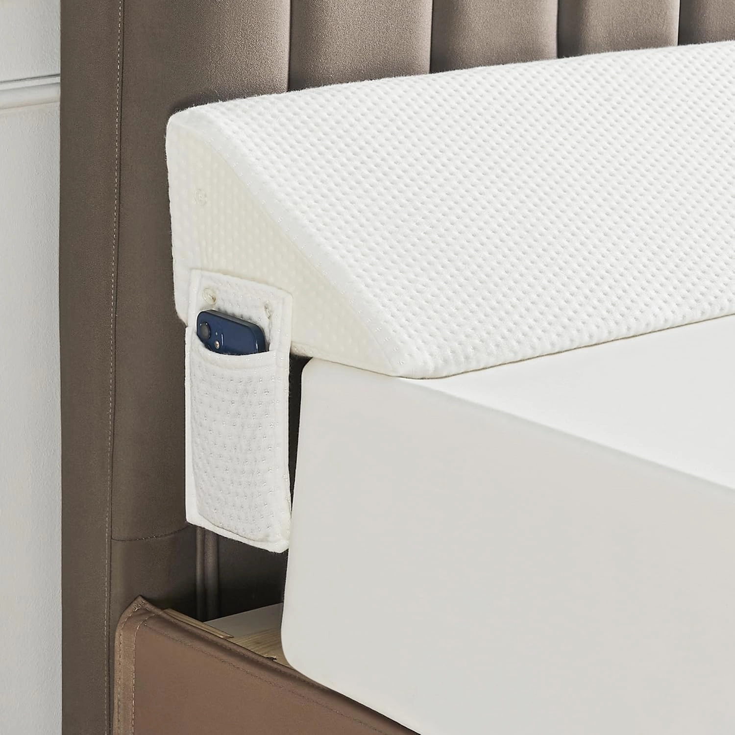 Queen Size(60"x6"x10") Bed Wedge Pillow for Headboard, Mattress Gap Filler(0-8"), Bed Wedge for Gap Between Your Headboard and Mattress White