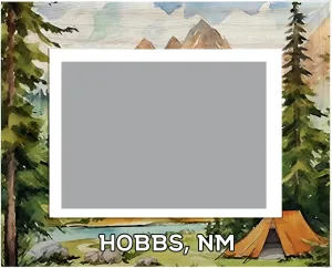 R and R Imports Hobbs New Mexico Souvenir Wooden Photo Frame Camping Tent Design Horizontal