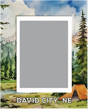 R and R Imports David City Nebraska Souvenir Wooden Photo Frame Camping Tent Design Vertical