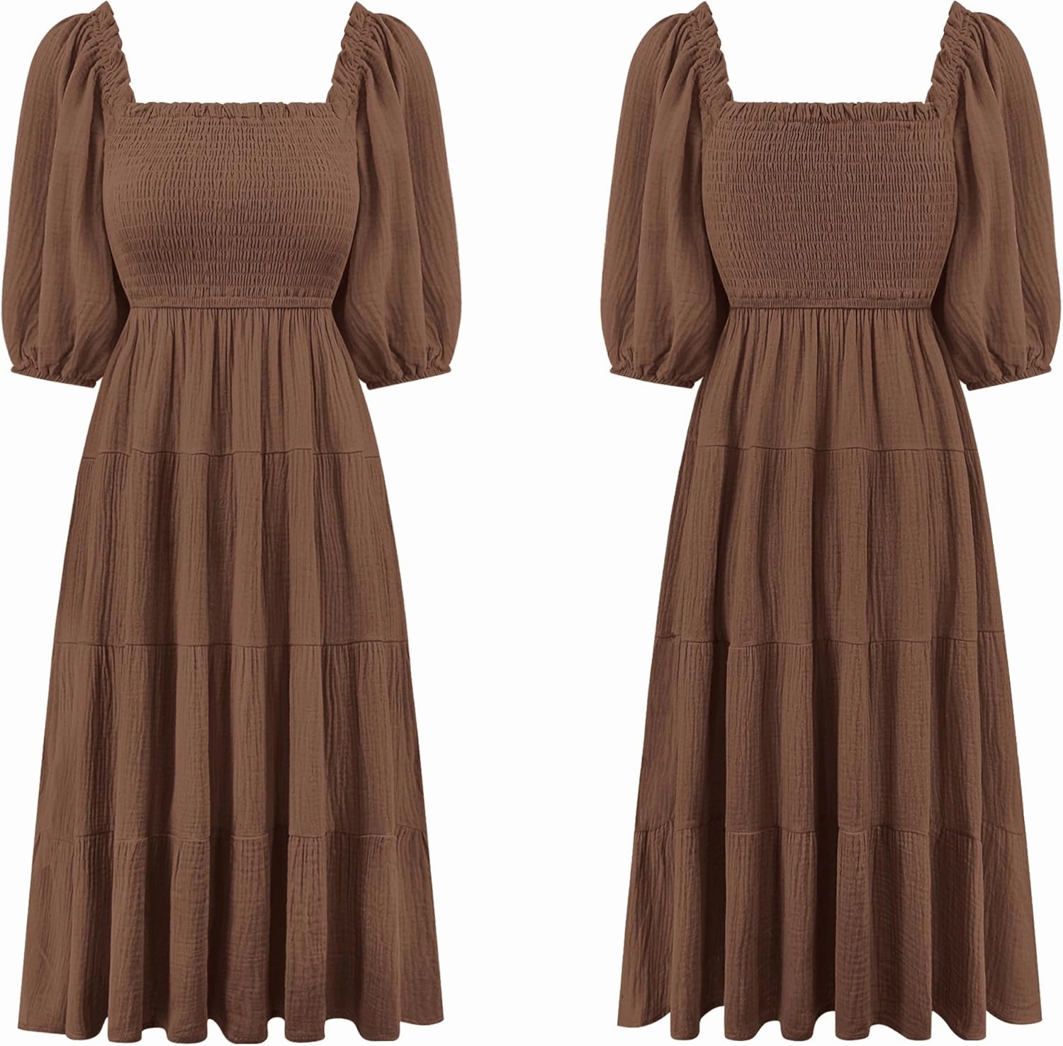 R.Vivimos Women's Summer Cotton Lantern Sleeves Ruffled Off Shoulder A-Line Midi Dresses