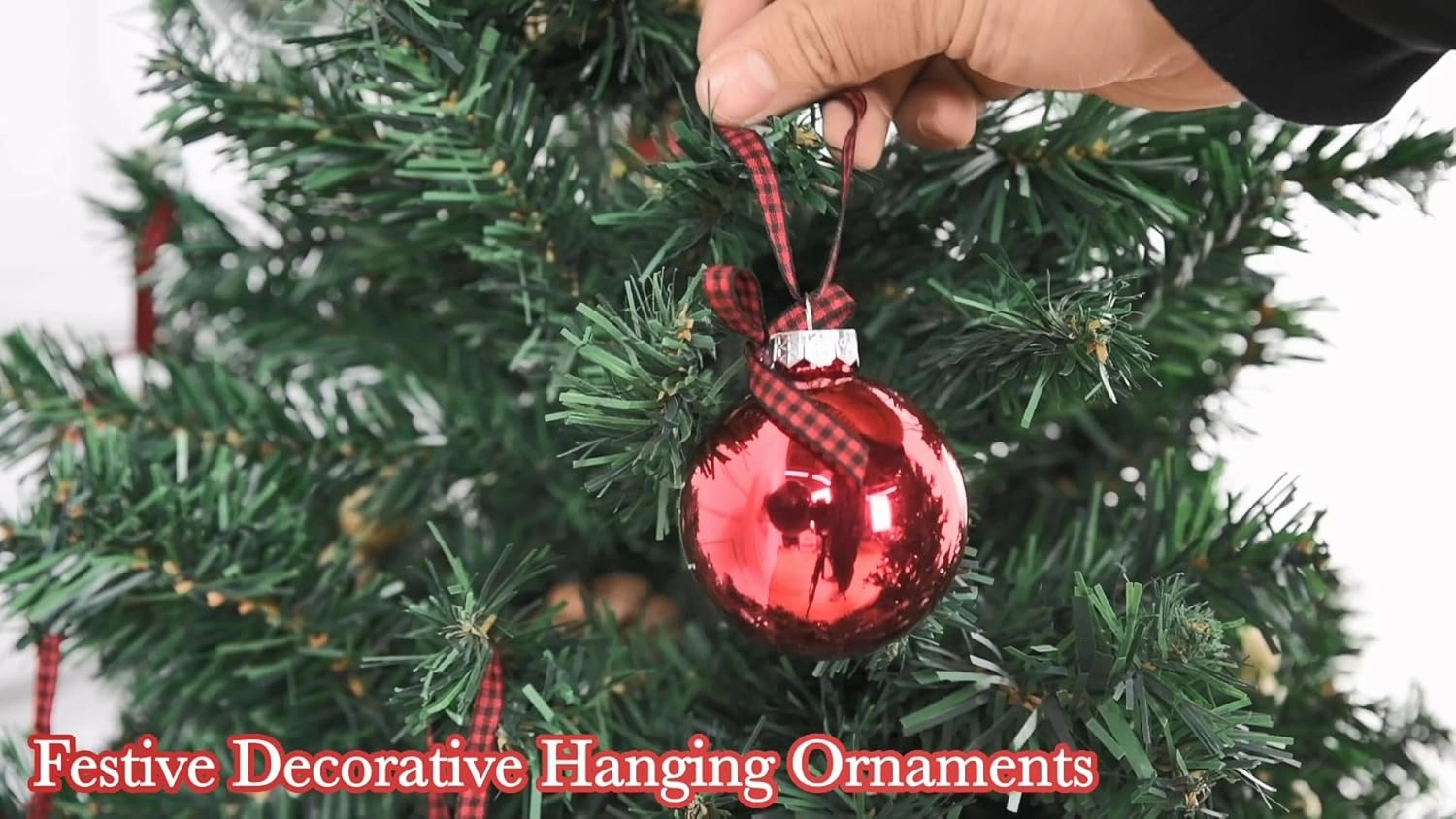 Rae Dunn Christmas Ornaments - Set of 6 Glass Balls - Red, Green, Clear - Peace, Love, Joy, Hope, Wish, Nice - 60mm / 2.36 Inch Hanging Holiday Decorations for Xmas Tree