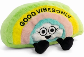 Rainbow Plushie - Good Vibes Only Punny Rainbow Plush, Cute Plushie Gift for Kids