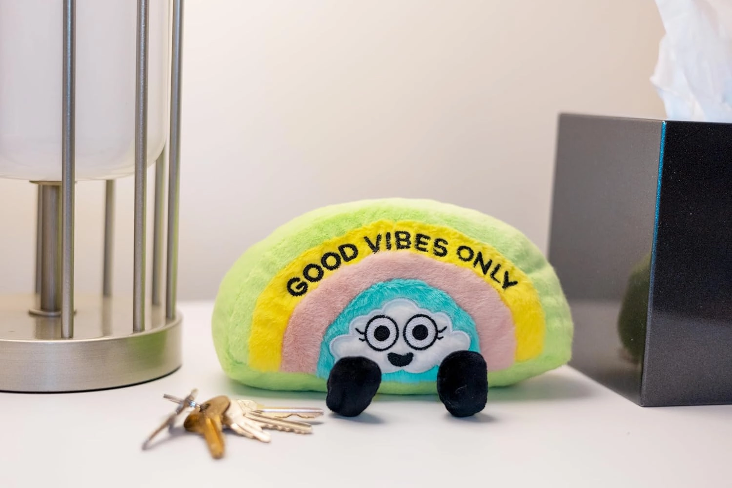 Rainbow Plushie - Good Vibes Only Punny Rainbow Plush, Cute Plushie Gift for Kids