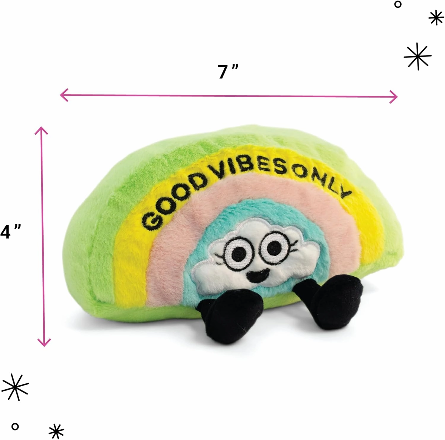Rainbow Plushie - Good Vibes Only Punny Rainbow Plush, Cute Plushie Gift for Kids