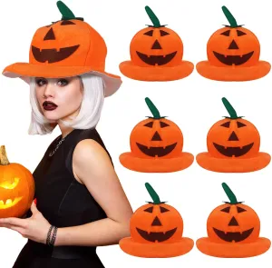 Ramede 6 Pcs Halloween Party Hats Pumpkin Hats Pumpkin Jack O Lantern Hat Funny Pumpkin Costume Halloween Accessories Masquerade Dress up Party Prop Pumpkin Toys Games Supplies