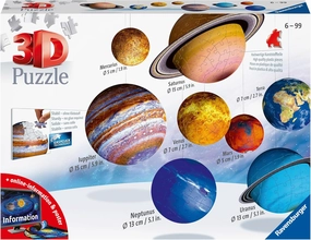 Ravensburger Solar System 540 Piece - 9 Planet 3D Jigsaw Puzzle Set for Kids & Adults | Easy Click Technology | Durable Material | Add a Splash of Color to Your Room Ages - No. 11668