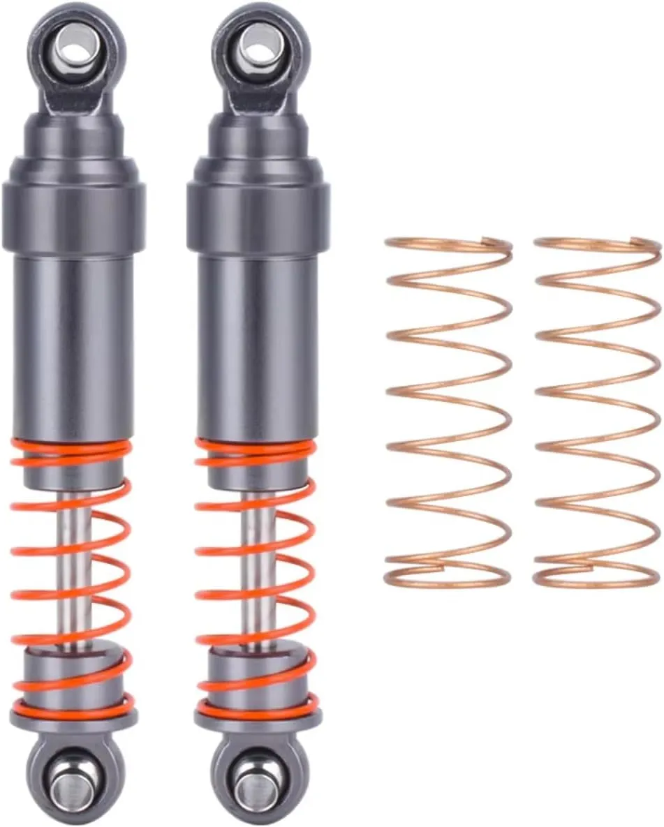 Rc Shock Absorber For TRX-4M For Bronco For Defender 1/18 2Pcs 52mm Big Bore Shocks CNC Aluminum With Oil Filled RC Crawler Car Parts Accessories Replacement Use(Gray)