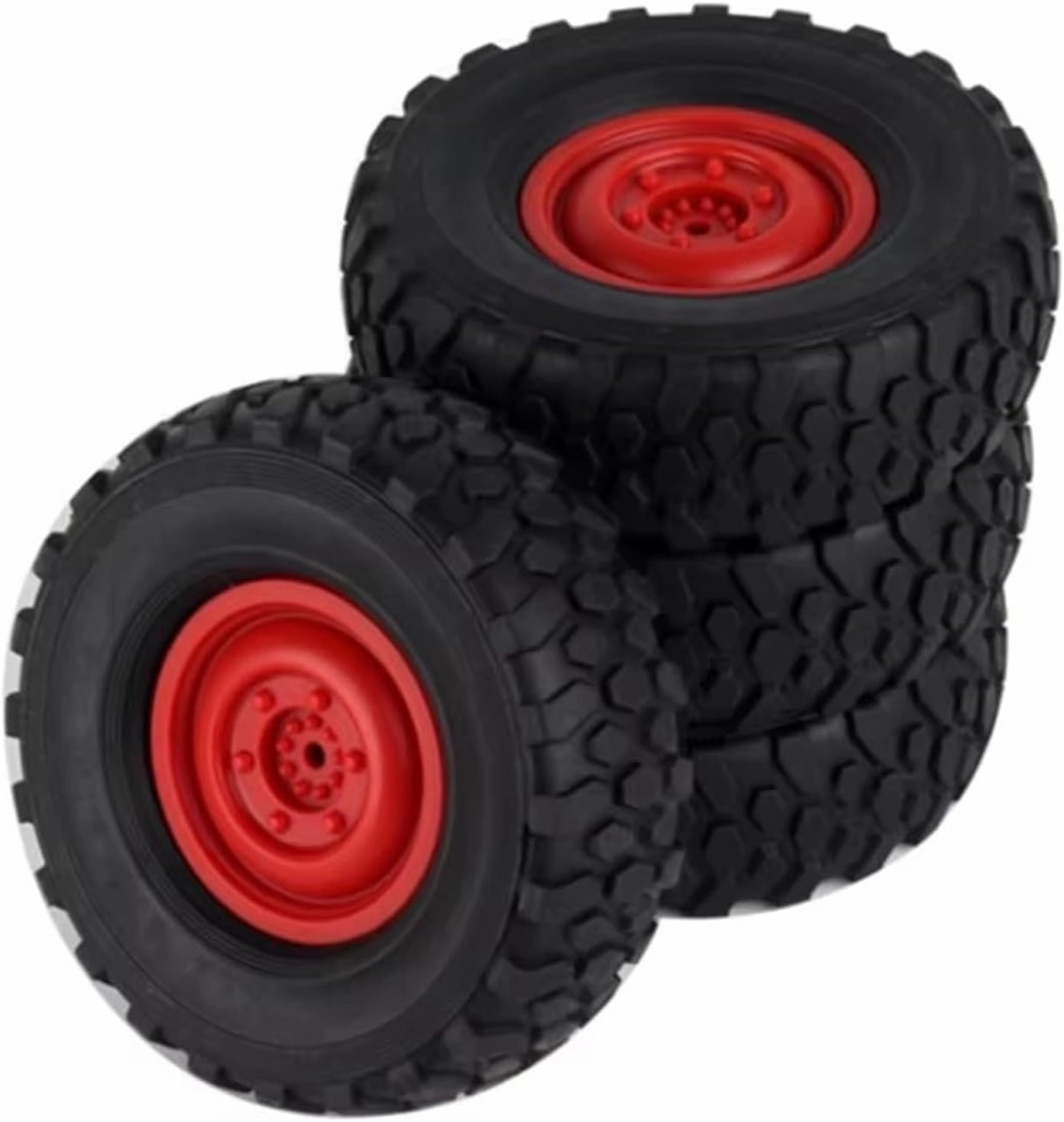RC Wheel Tire Compatible with MN D90 for MN98 for MN99S for WPL C14 C24 C34 B14 B24 for LDRC RC Car Upgrade Parts Accessories 4pcs 72mm Soft Tire Wheel(Red)