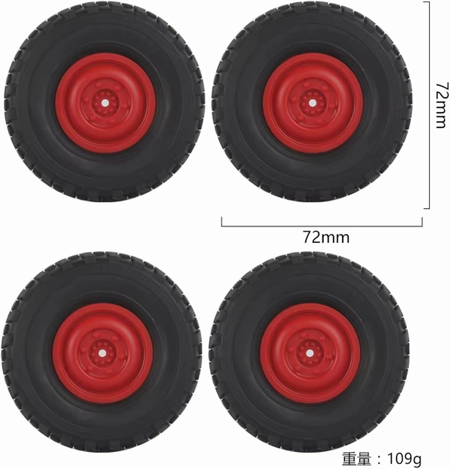 RC Wheel Tire Compatible with MN D90 for MN98 for MN99S for WPL C14 C24 C34 B14 B24 for LDRC RC Car Upgrade Parts Accessories 4pcs 72mm Soft Tire Wheel(Red)