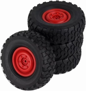 RC Wheel Tire Compatible with MN D90 for MN98 for MN99S for WPL C14 C24 C34 B14 B24 for LDRC RC Car Upgrade Parts Accessories 4pcs 72mm Soft Tire Wheel(Red)