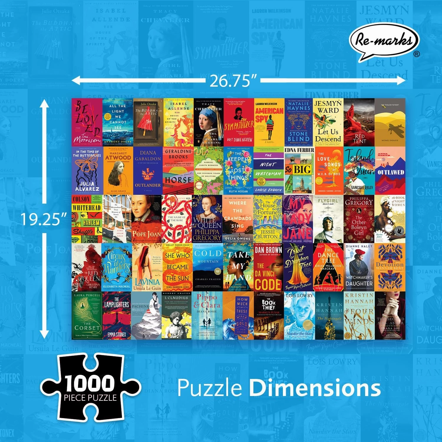 Re-marks Historical Fiction Book Collage Puzzle, 1,000-Piece Jigsaw Puzzle for All Ages