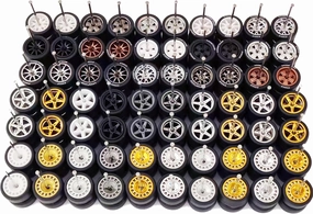 Real Riders 1:64 Mixed Wheels Pack – Set of 10 Random Tire & Axle Sets with FUSH, BBS, Star Rims for Hot Wheels Customization – Perfect for 1/64 Scale Model Cars