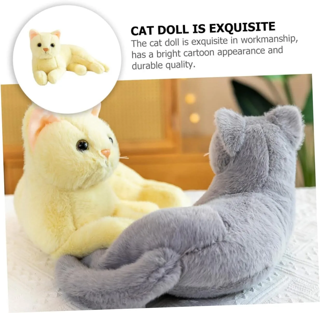 Realistic Cat Stuffed Animals Plush Toy Pillow Soft Plush Huggable Cat Soft Kitten Doll Kids Cute Plush Cat Plaything Home Decor