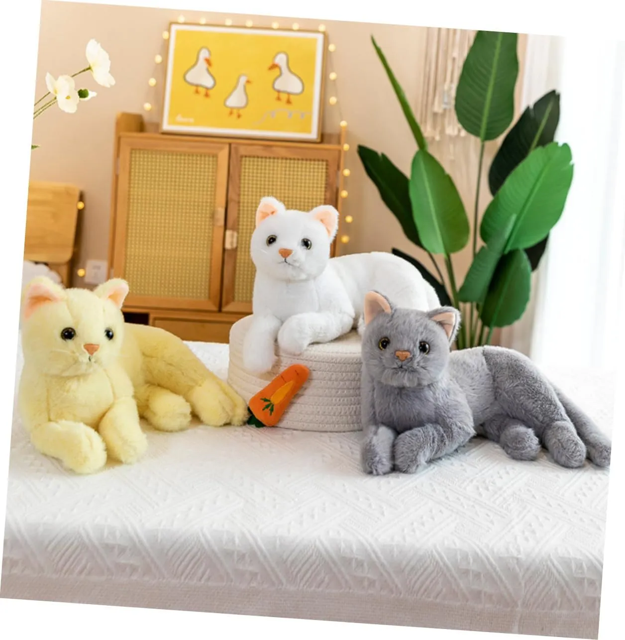 Realistic Cat Stuffed Animals Plush Toy Pillow Soft Plush Huggable Cat Soft Kitten Doll Kids Cute Plush Cat Plaything Home Decor