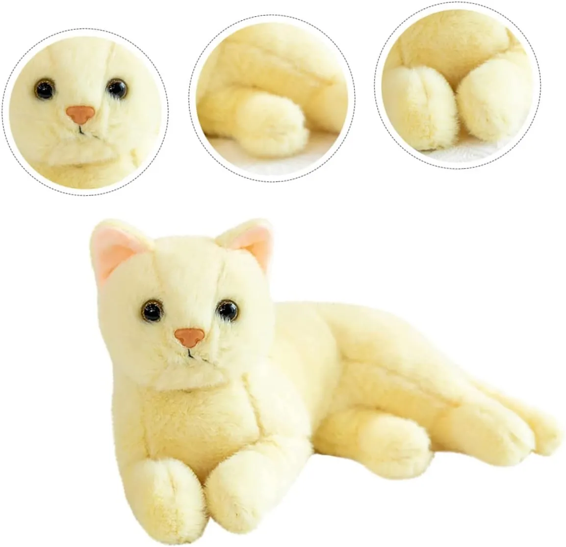 Realistic Cat Stuffed Animals Plush Toy Pillow Soft Plush Huggable Cat Soft Kitten Doll Kids Cute Plush Cat Plaything Home Decor